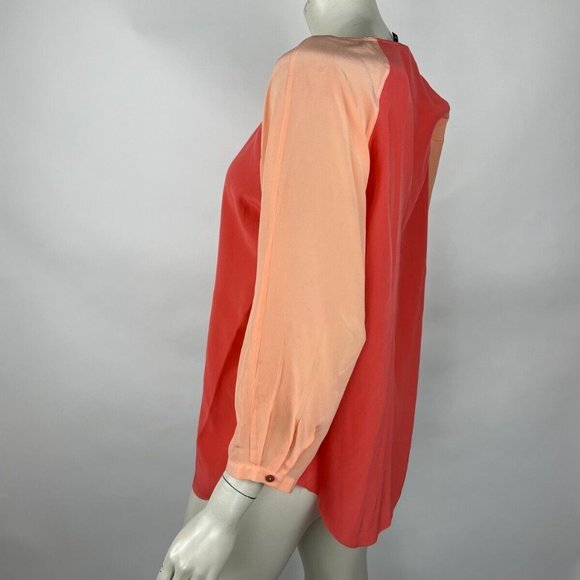 Eileen Fisher Color block Silk Tunic Top Women‎ PM V-Neck 3/4 Sleeve Lightweight - Picture 4 of 15